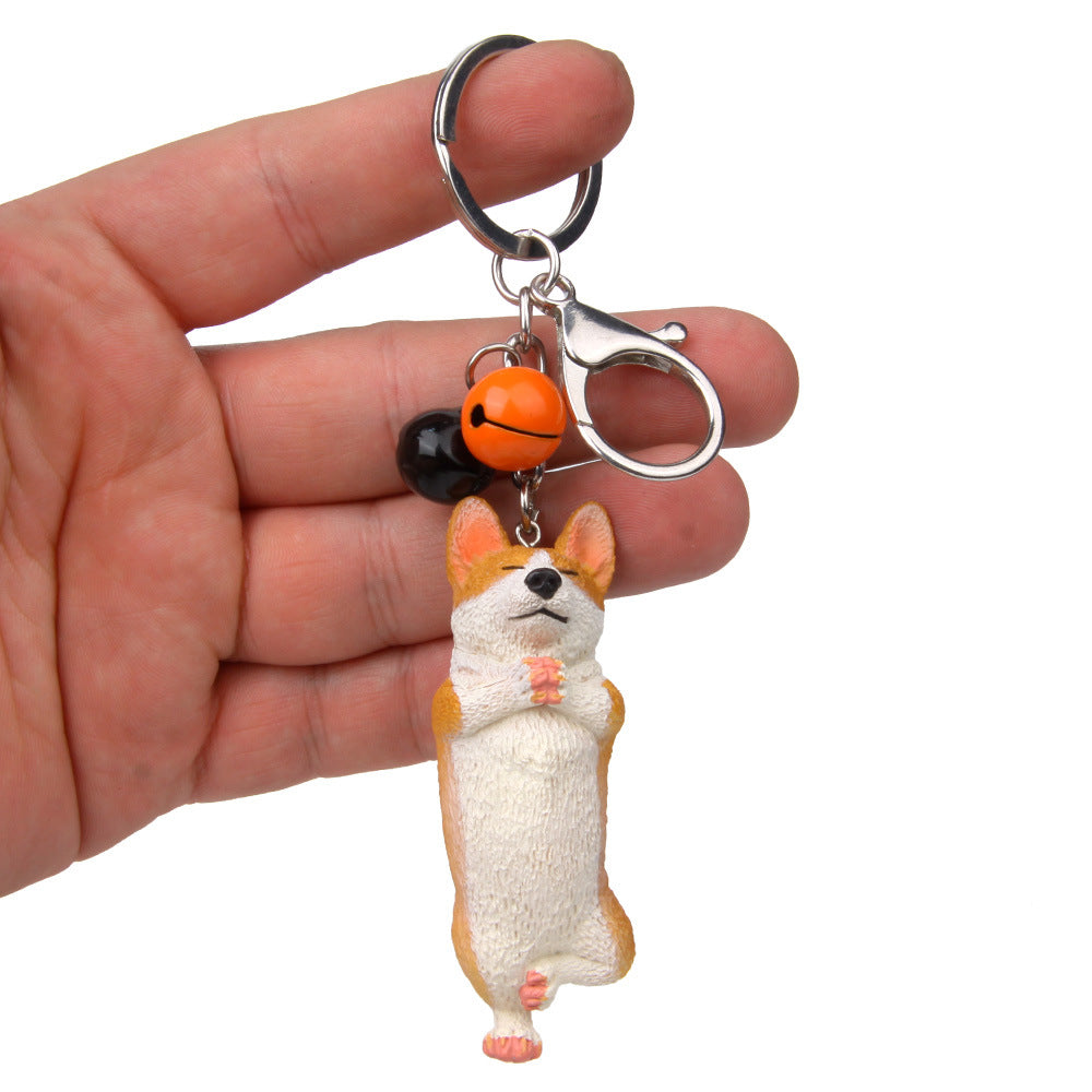 Yoga Dog Independent Corgi Bell Climbing Keychain