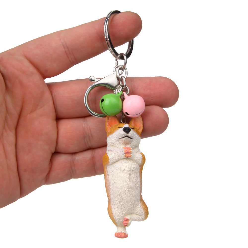 Yoga Dog Independent Corgi Bell Climbing Keychain