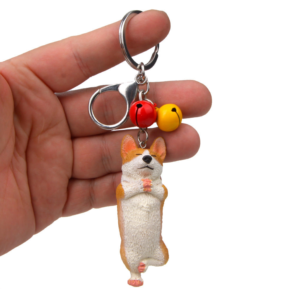 Yoga Dog Independent Corgi Bell Climbing Keychain