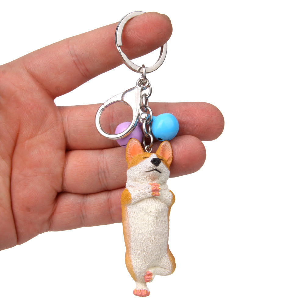 Yoga Dog Independent Corgi Bell Climbing Keychain