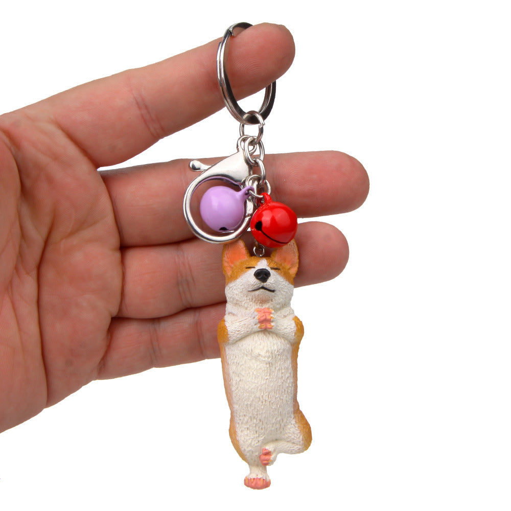 Yoga Dog Independent Corgi Bell Climbing Keychain