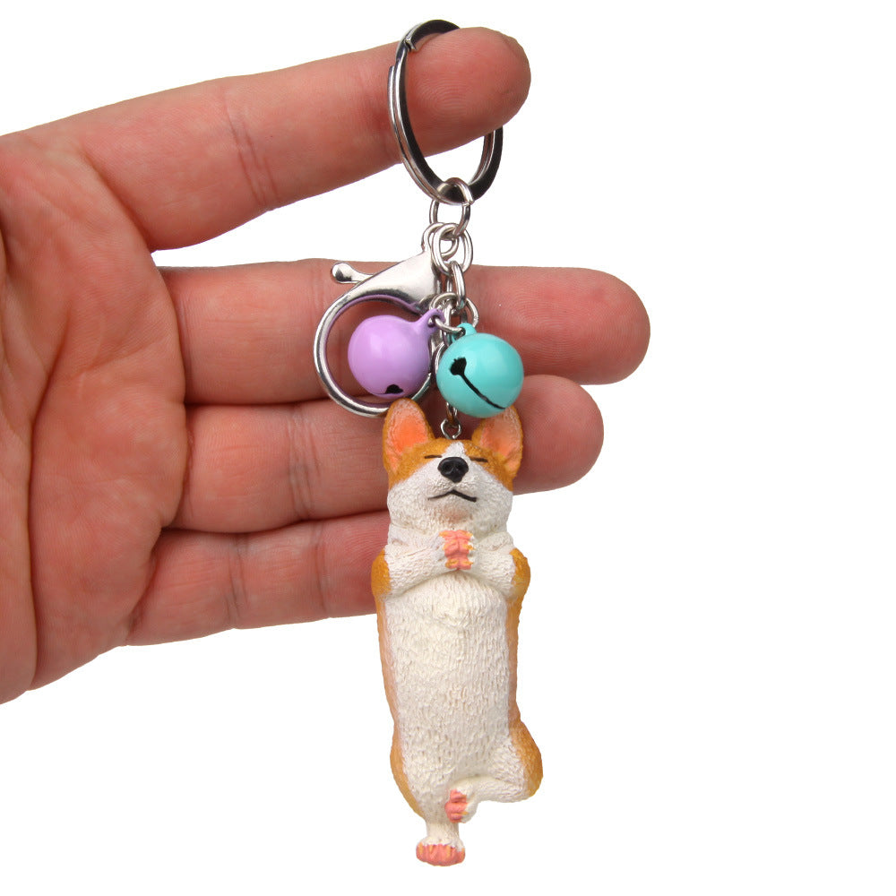 Yoga Dog Independent Corgi Bell Climbing Keychain