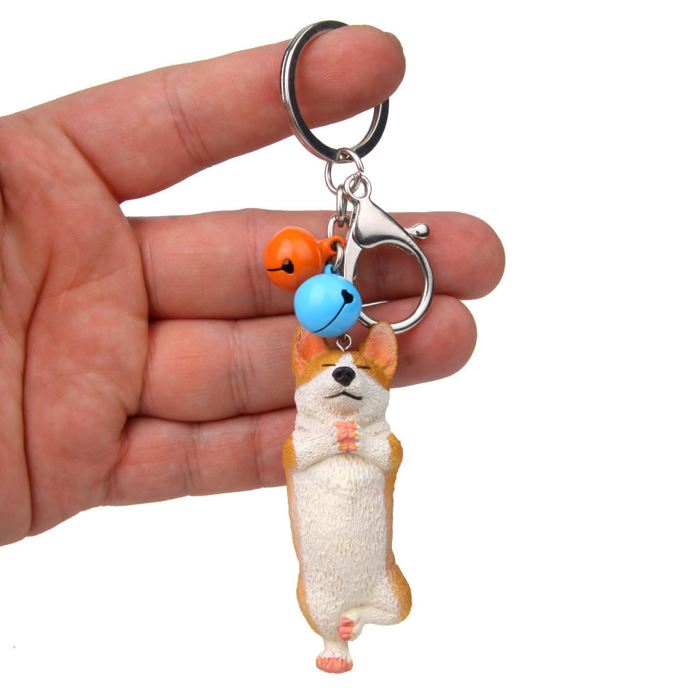 Yoga Dog Independent Corgi Bell Climbing Keychain