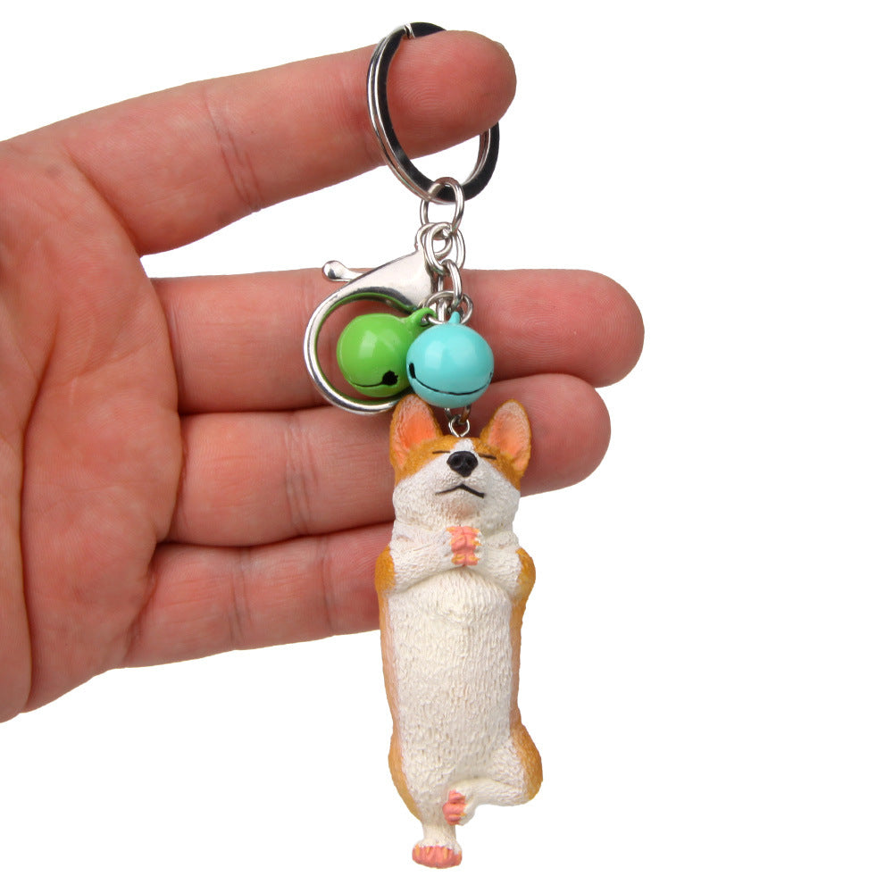 Yoga Dog Independent Corgi Bell Climbing Keychain