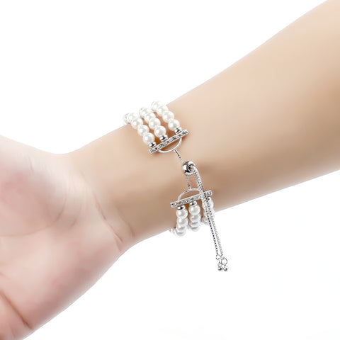 Buy Pearl Strap Jewelry Stretch Bracelet Wristband online at Fashionner.