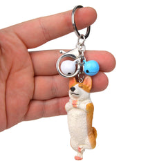 Yoga Dog Independent Corgi Bell Climbing Keychain