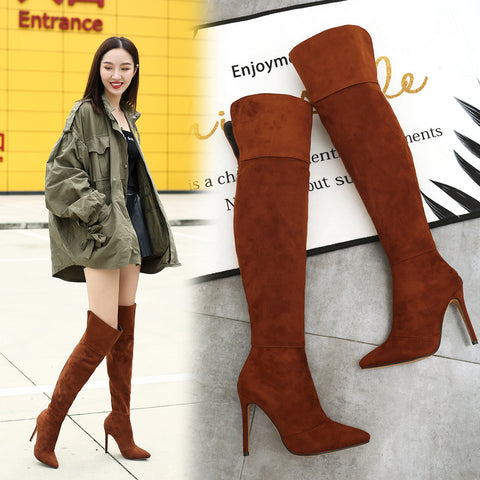 Stiletto Heel Pointed Toe 32-46 Size Over The Knee Boots - Fashionner