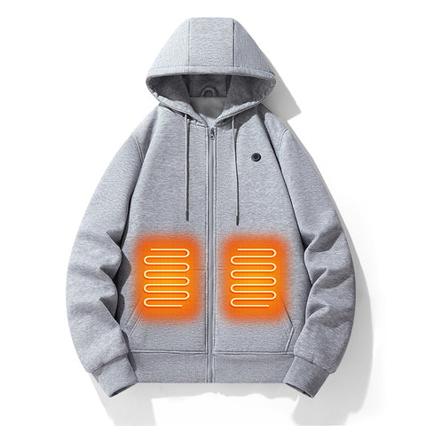 Cardigan à capuche chauffant intelligent cinq zones pour homme, pull zippé, veste chaude électrique d'extérieur, version européenne et américaine
