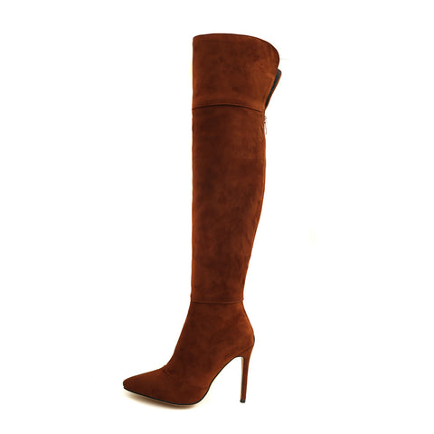Stiletto Heel Pointed Toe 32-46 Size Over The Knee Boots - Fashionner