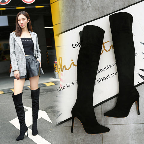 Stiletto Heel Pointed Toe 32-46 Size Over The Knee Boots - Fashionner