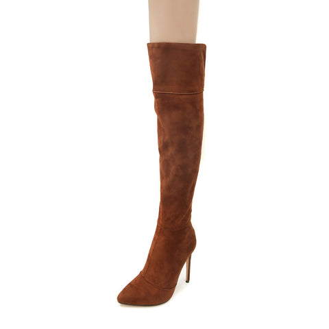 Stiletto Heel Pointed Toe 32-46 Size Over The Knee Boots - Fashionner
