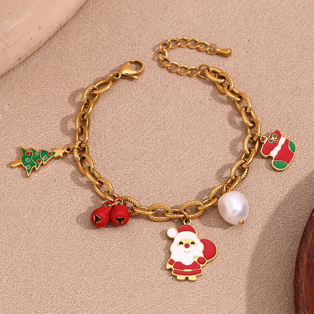 O-shaped Chain Cute Cartoon Santa Claus Socks Bracelet