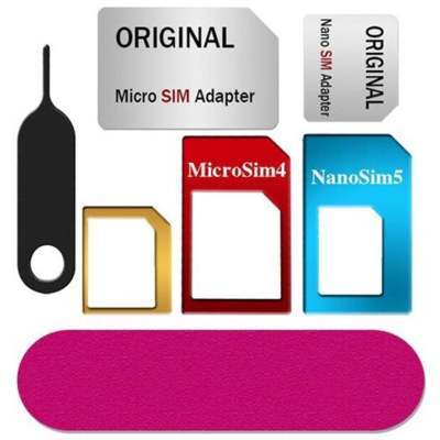 Kit de Conversion Carte SIM Standard vers Micro SIM en Alliage d'Aluminium - Manchon de Support Métallique - Cinq Pièces