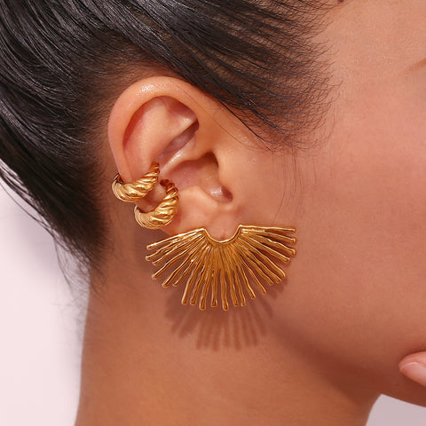 Mini Boucle d'Oreille Croissant Plaqué Or Personnalité Élégant Rétro Minimaliste Style Ins Bagues d'Oreilles