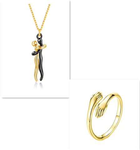 Love Hug Necklace Unisex Men Women Couple Jewelry Simple Temperament Clavicle Chain Valentines Day Lover Gift - Fashionner