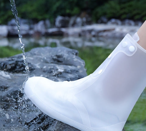 Nouvelles Couvre-Chaussures Imperméables Hautes Réutilisables en PVC Blanc pour Femmes