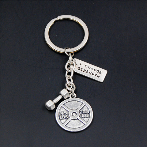 Mini Sports Equipment Keychain Dumbbell Weightlifting Unique Key Pendant