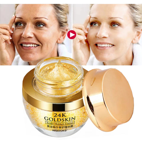 Crème Visage Or 24K Soin Peau Sèche Blanchissante Éclaircissante à la Bave d'Escargot