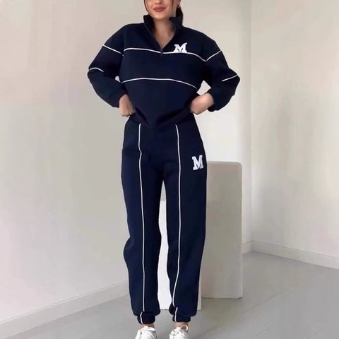 Ensembles survêtement femme 2 pièces – Pull sans capuche et pantalon de jogging ample tendance avec poches