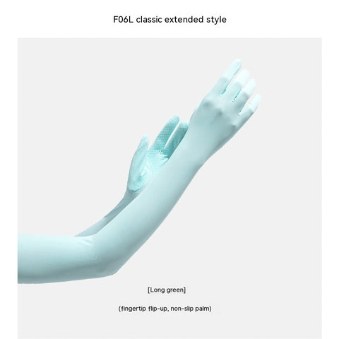Gants manches longues femme en nylon et soie glacée de protection solaire UV - Manches longues de protection solaire d'été