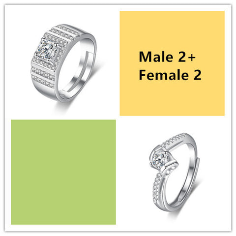 Bague de couple en argent plaqué bouche de zircon de simulation