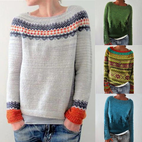 Pull-over ample et décontracté pour femme, col rond, multicolore, à la mode, tricoté, vêtement d'extérieur pour femme