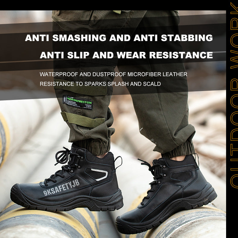 Comfortable And Durable Work Safety Shoes Men's Anti Smashing And Anti Piercing Steel Toe Cap Work Shoes - Fashionner
