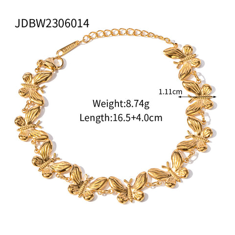 Bracelet papillon en acier inoxydable, élégant et assorti, de style européen et américain, pour femmes, bijoux de luxe délicats