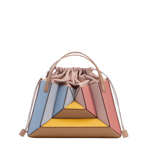 Sac à main à coutures de couleur contrastée, sac de poitrine pour femme, sac à cordon de serrage, sac en bandoulière.
