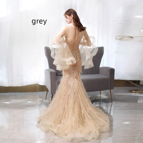 Robe de soirée sirène dorée pour femme