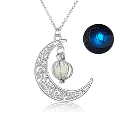 Fashion Moon Natural Glowing Stone Healing Necklace Women Gift Charm Luminous Pendant Necklace Jewelry - Fashionner