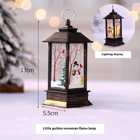 Lampe à Huile Portable de Noël Père Noël Lumières LED de Nuit Alimentées par Piles Lanternes Suspendues Intérieures Extérieures Décoration de Fête Festive
