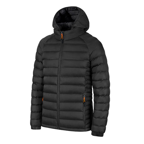 Manteau léger d'hiver à capuche avec poches, veste chaude et portable à fermeture éclair pour homme, vêtements d'extérieur de couleur unie