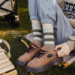 Striped All-matching Thick Warm Middle-long Stockings - Fashionner