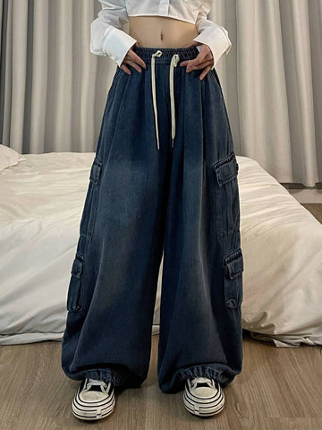 Jeans Tooling Loose Wide Leg Pants Women - Fashionner