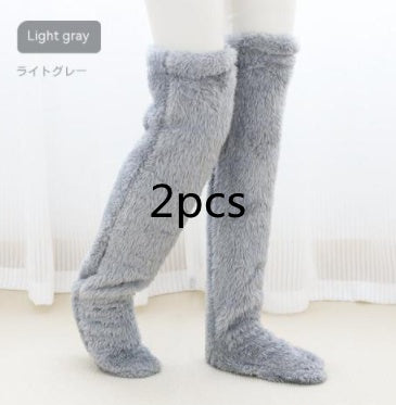 Buy Over Knee High Fuzzy Long Socks Winter Warm Cold Leg Knee Joint Cold-Proof Stockings Home Floor Sleeping Socks online at Fashionner.