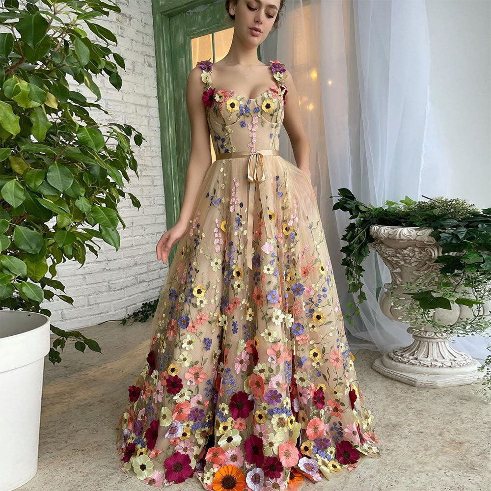 Sevintage Exquisite 3D Flowers Prom Dresses Sweetheart - Fashionner