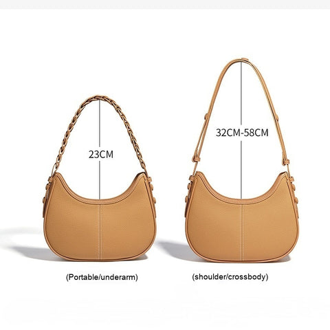 Sac à bandoulière en cuir de vachette pleine fleur grain litchi