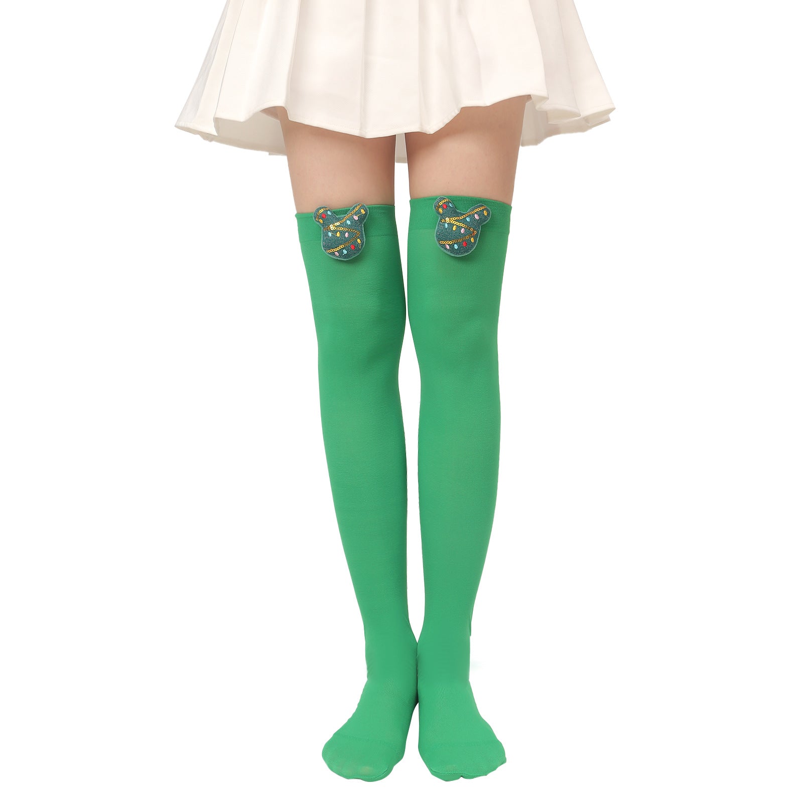 Christmas Plush Doll Knee Socks Bow Stockings - Fashionner