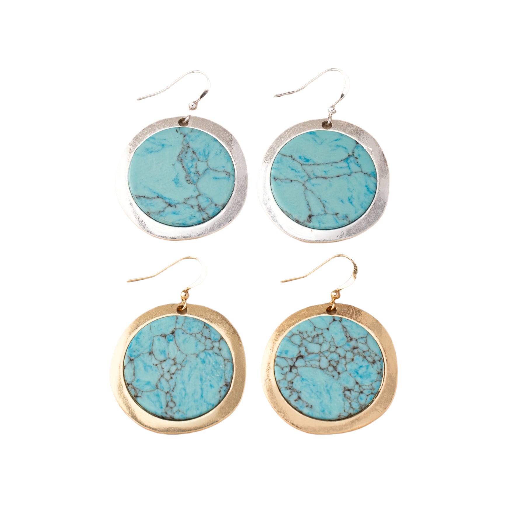 Buy Cross-Border European And American Retro Round Turquoise Earrings online at Fashionner.
