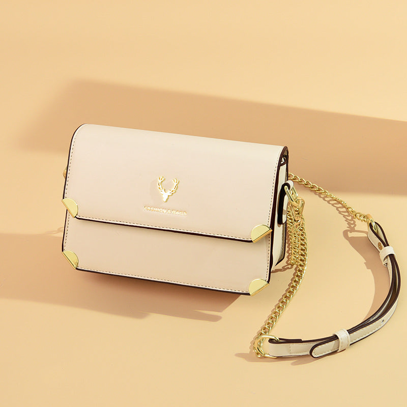 Fashion Color Contrast Deer Head Chain Crossbody Bag - Fashionner