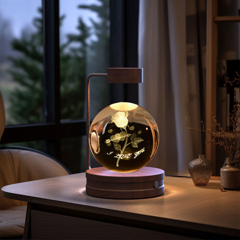 Veilleuse d'intérieur dinosaure cosmique boule de cristal, alimentée par USB, lumière chaude de chevet, cadeau d'anniversaire