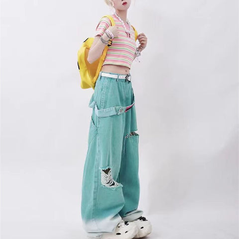 American Retro Tattered Jeans Jeans - Fashionner