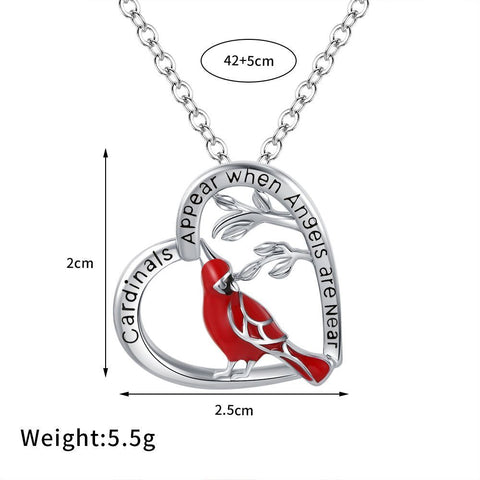 Collier Pendentif Cardinal Créatif en Forme de Cœur, Bijou Commémoratif Exquis pour Fête, Cadeaux d'Anniversaire, Cadeau de Saint-Valentin