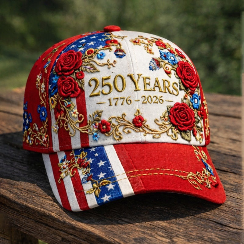 Buy America's 250th Anniversary Rose 3d Printed Baseball Cap For Daily Travel And Independence Day Celebration online at Fashionner.