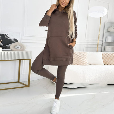 Temperament Commute Loose Hooded Sweater Pants Two-piece Set - Fashionner