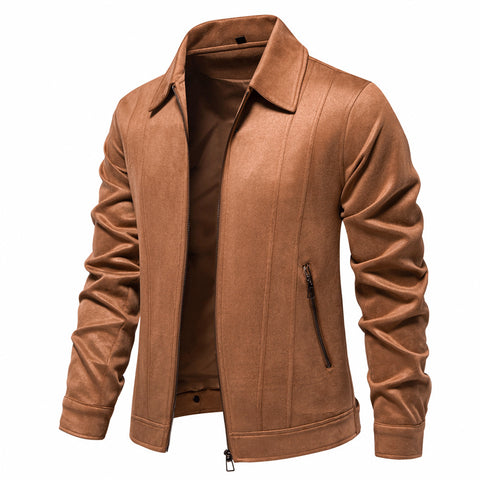 Veste à revers zippée mode, automne hiver, manteau en daim uni, vêtements d'extérieur pour hommes