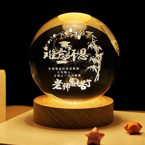 Ciel étoilé lumineux et planètes Lune Cristal de Lune Veilleuse Lampe de projection Lumière d'ambiance Cadeau créatif Nouveau cadeau insolite