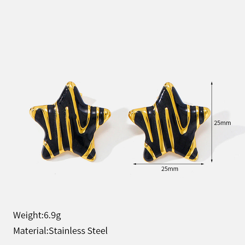 Buy Five-Pointed Star Fashion Light-Luxury Oil-Drop Geometric Stud Earrings online at Fashionner.