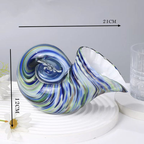 Porte-stylo en forme de conque de nautile en verre créatif, ornements de décoration hydroponique